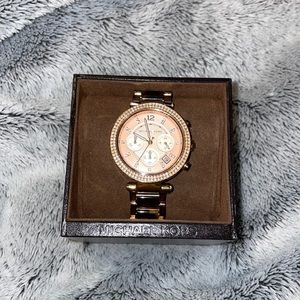 Michael Kors rose gold and tortoise shell watch